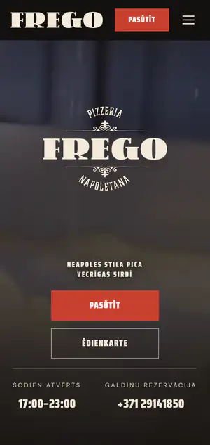 fregopizza.lv sākumlapa telefonā